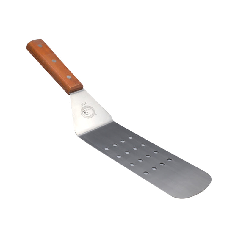 Perforated Griddle Spatula Stainless Steel, Wooden Handle Large