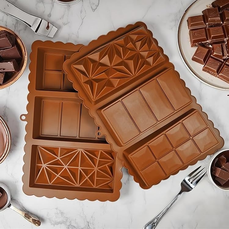 3 Design Silicone Kunafa And Chocolate Bar Mold