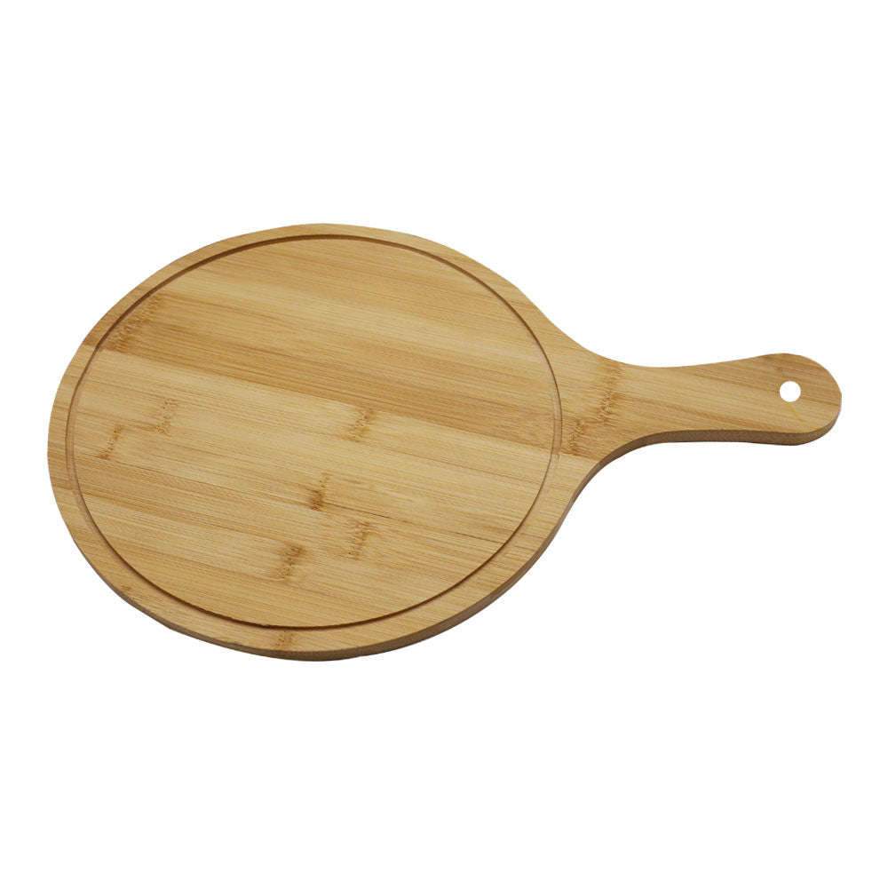 Round Wooden Pizza Serving Plate 27.5cm With Handle