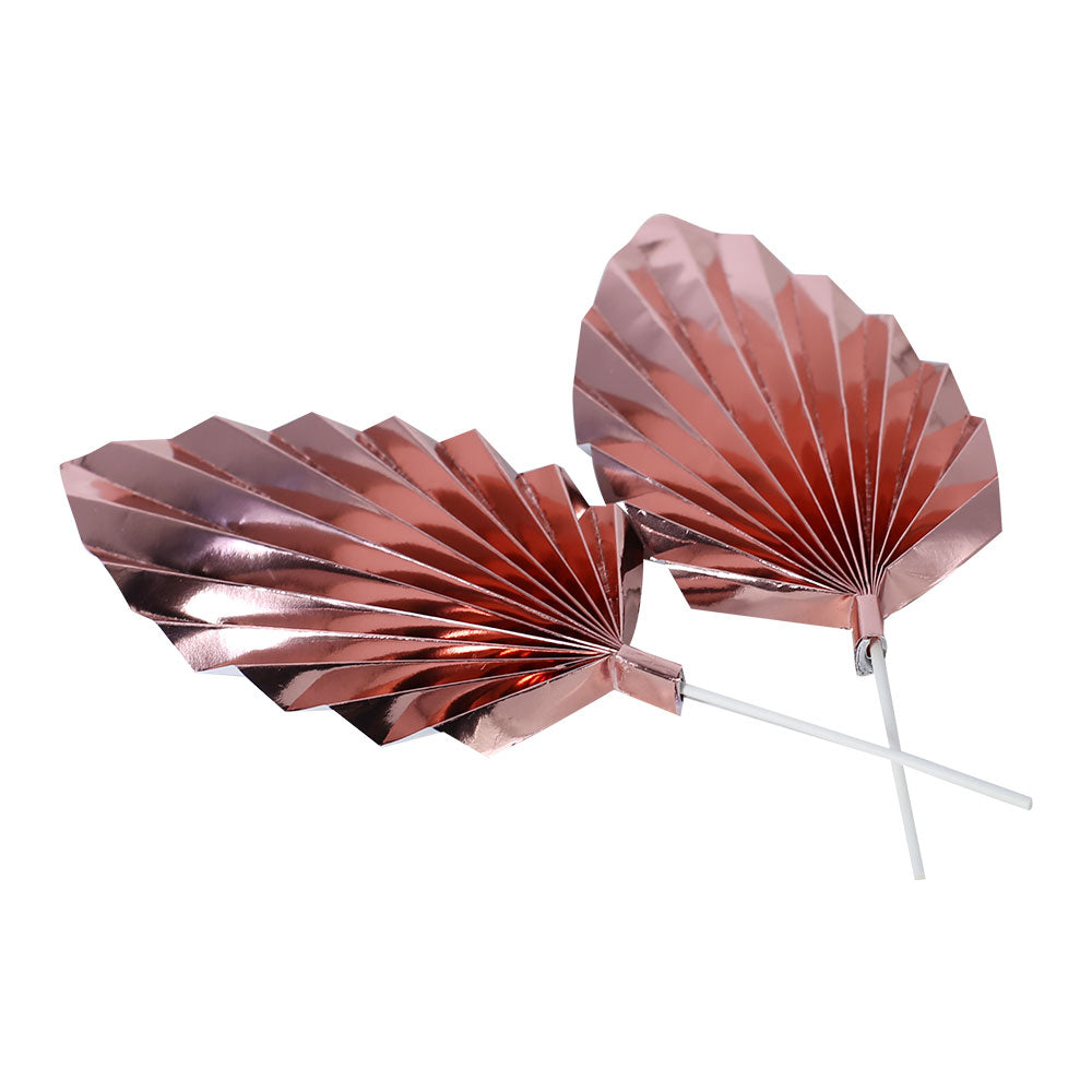 Palm Leave Rose Gold Cake Topper 2Pcs Set