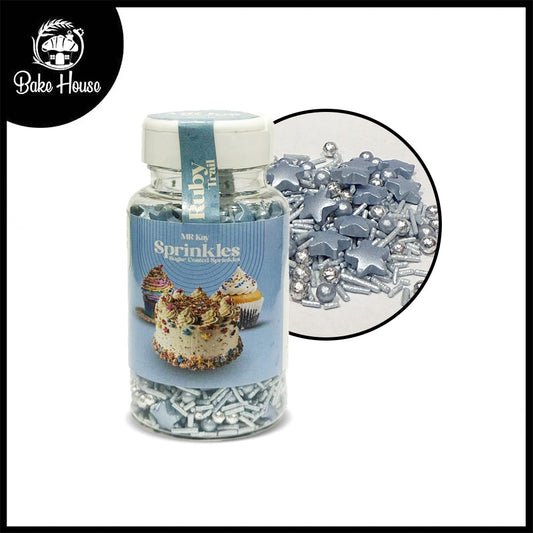 MR Kay Ruby Trail Sprinkles – Silver Stars & Mix (Mix Size) – 90g Jar