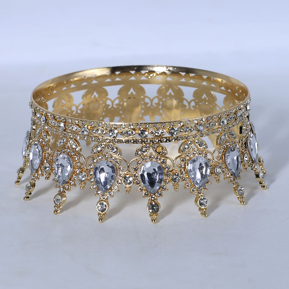 Tiara Crown Decorated With Rhinestones Cake Topper Golden
