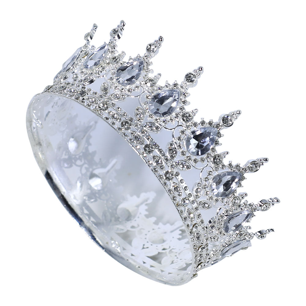 Tiara Crown Decorated With Rhinestones Cake Topper Silver