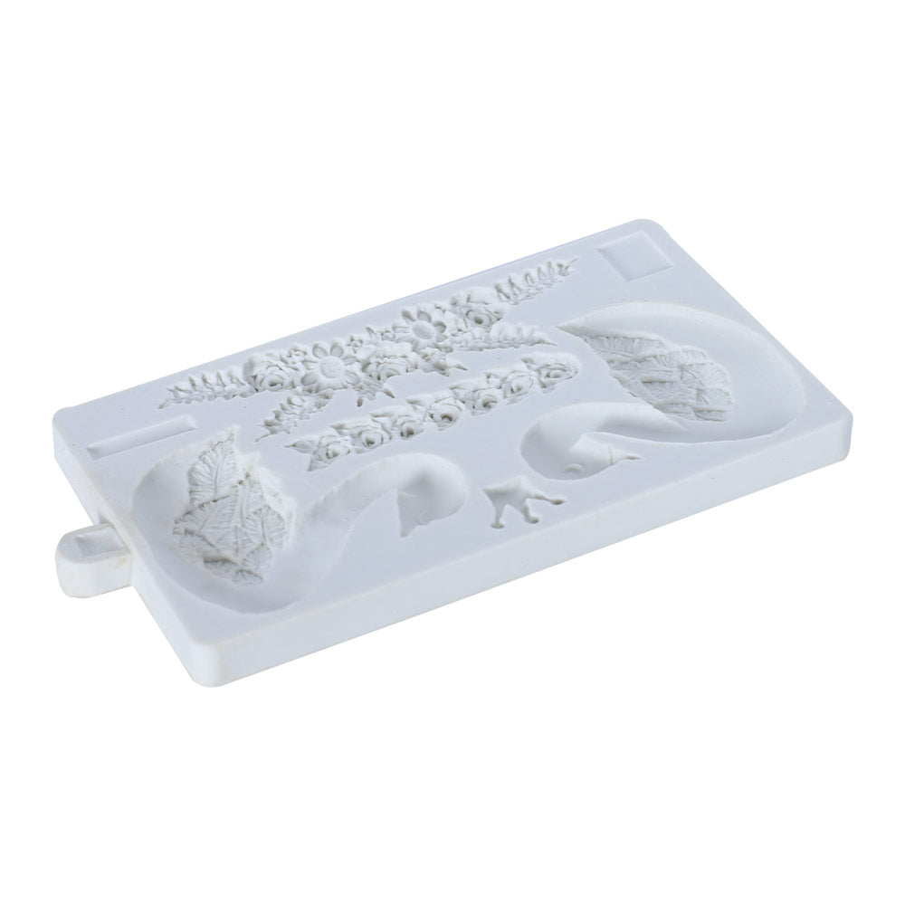 Swan And Rose Crown Silicone Fondant Mold