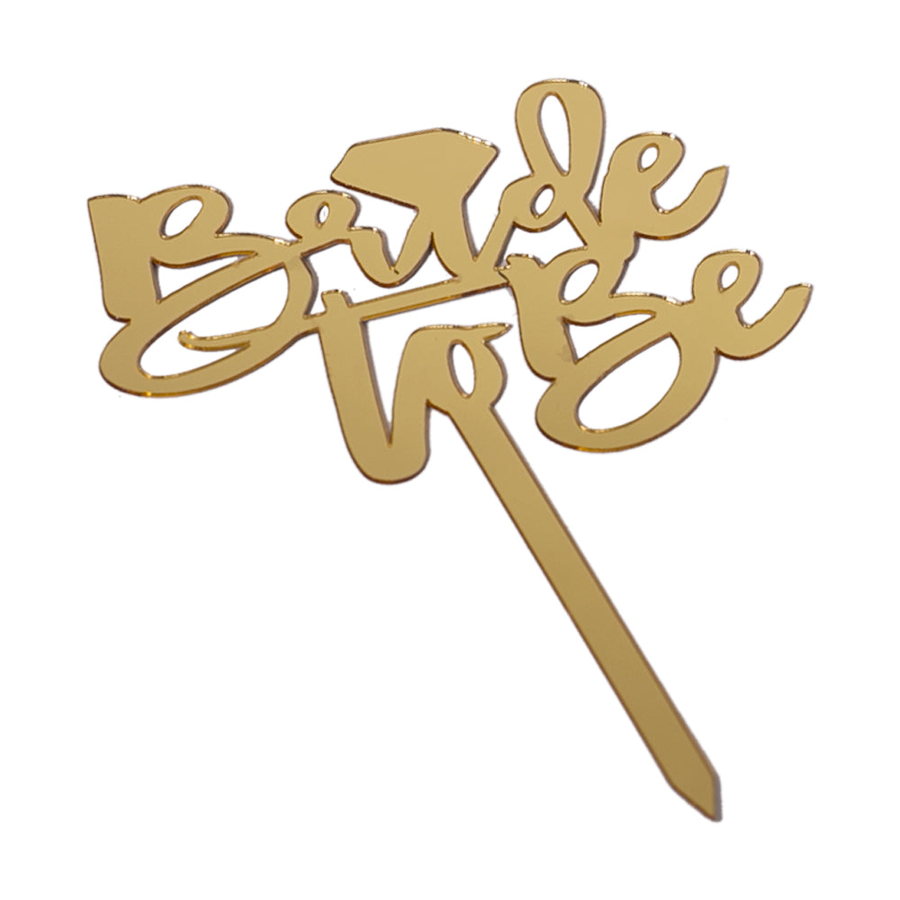 Bride To Be Cake Topper With Diamond Design Golden