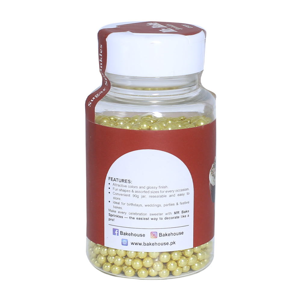 MR Bake Antique Gold Pearls Sprinkles – 90g Jar