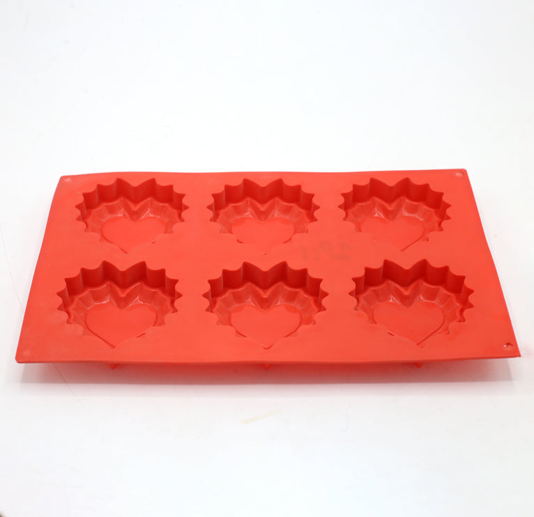 Fluted Heart Shape Silicone Mold 6 Cavity.