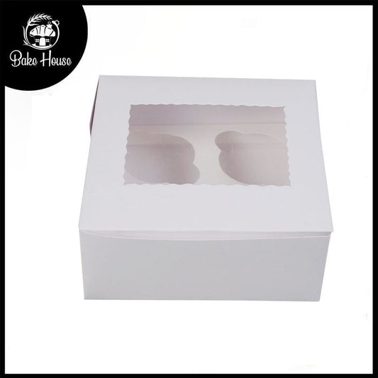 4 Cavity Cupcake Box 6.6 X 6.4 X 3 Inch with Top Window