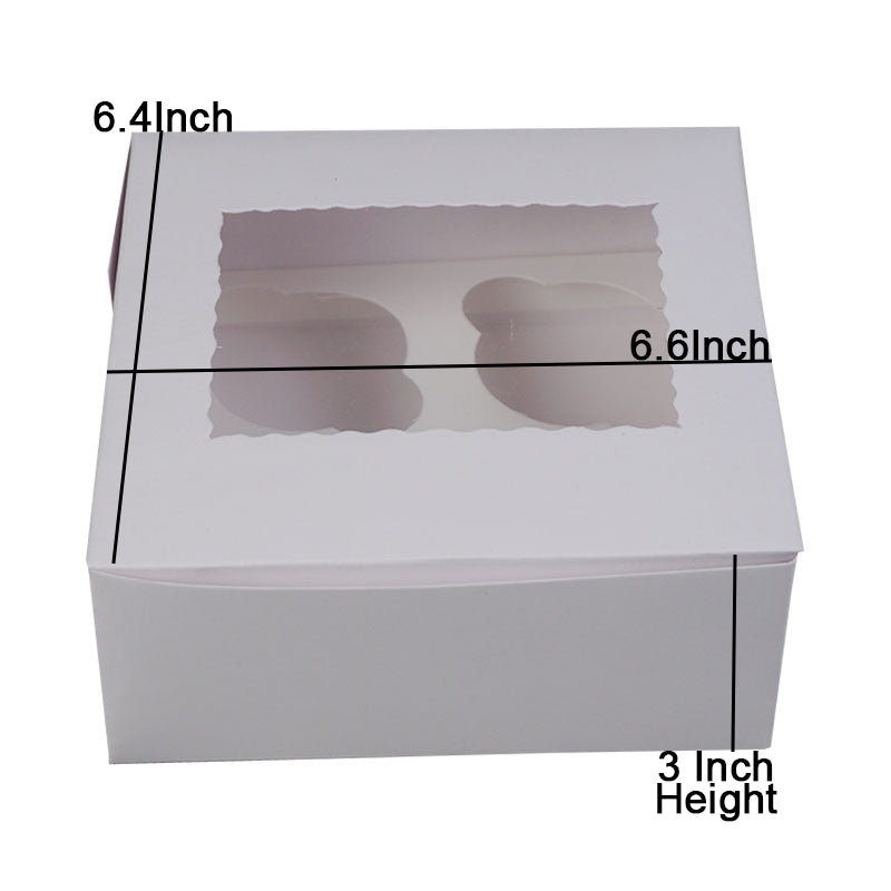 4 Cavity Cupcake Box 6.6 X 6.4 X 3 Inch with Top Window