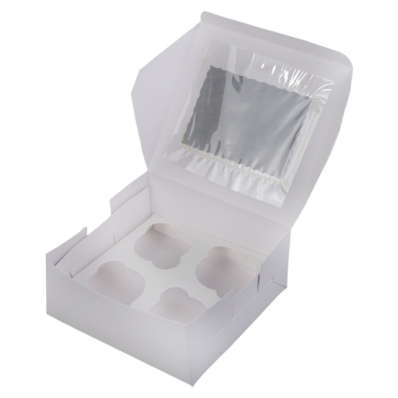 4 Cavity Cupcake Box 6.6 X 6.4 X 3 Inch with Top Window