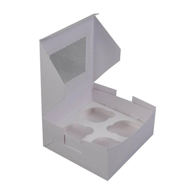 4 Cavity Cupcake Box 6.6 X 6.4 X 3 Inch with Top Window