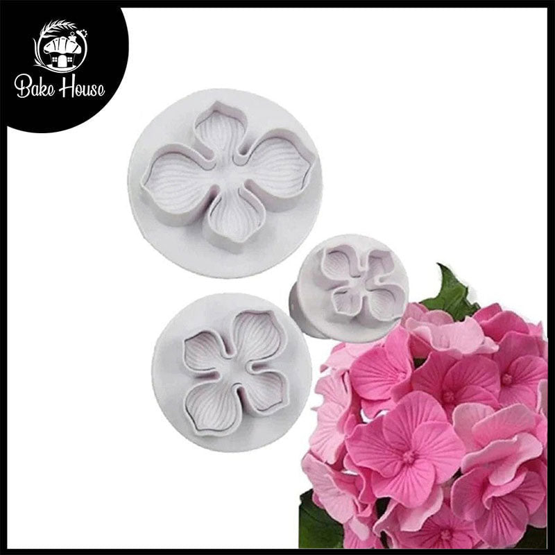 4 Petal Flower Fondant Plunger Cutter 3Pcs Set - Plastic