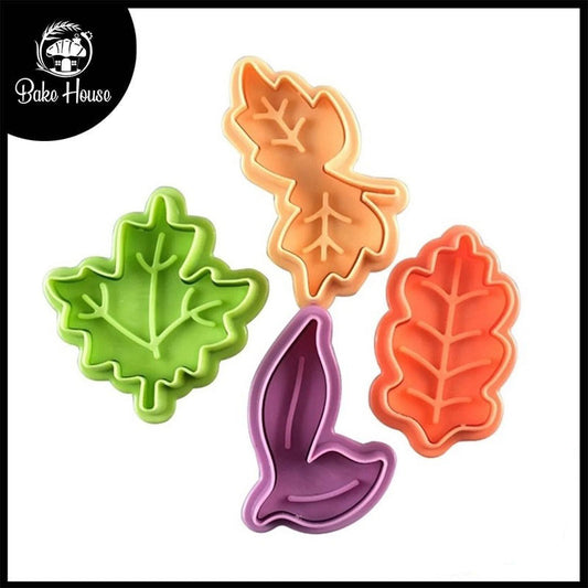 4-Piece Autumn Leaves Fondant Plunger Cutter Set