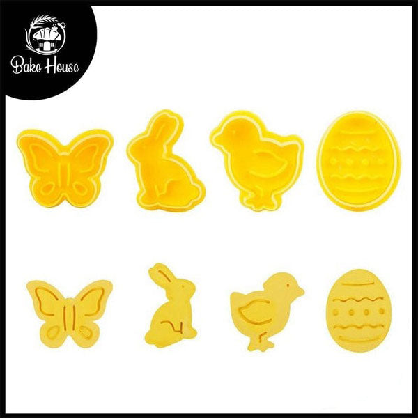 4-Piece Bird, Butterfly, Egg, Rabbit Plunger Cutter Set Plastic