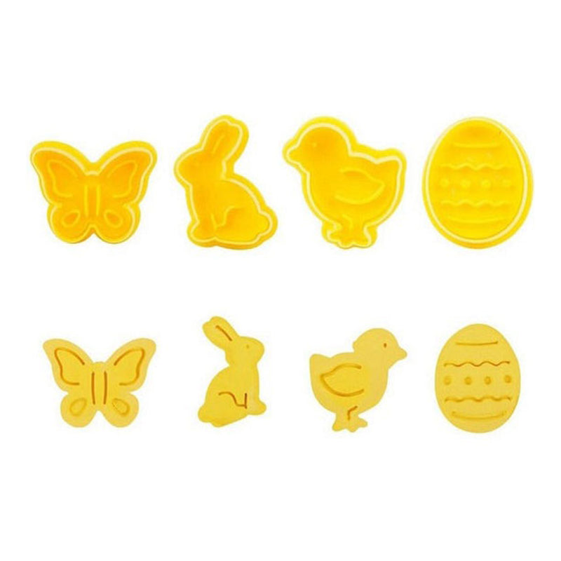 4-Piece Bird, Butterfly, Egg, Rabbit Plunger Cutter Set Plastic