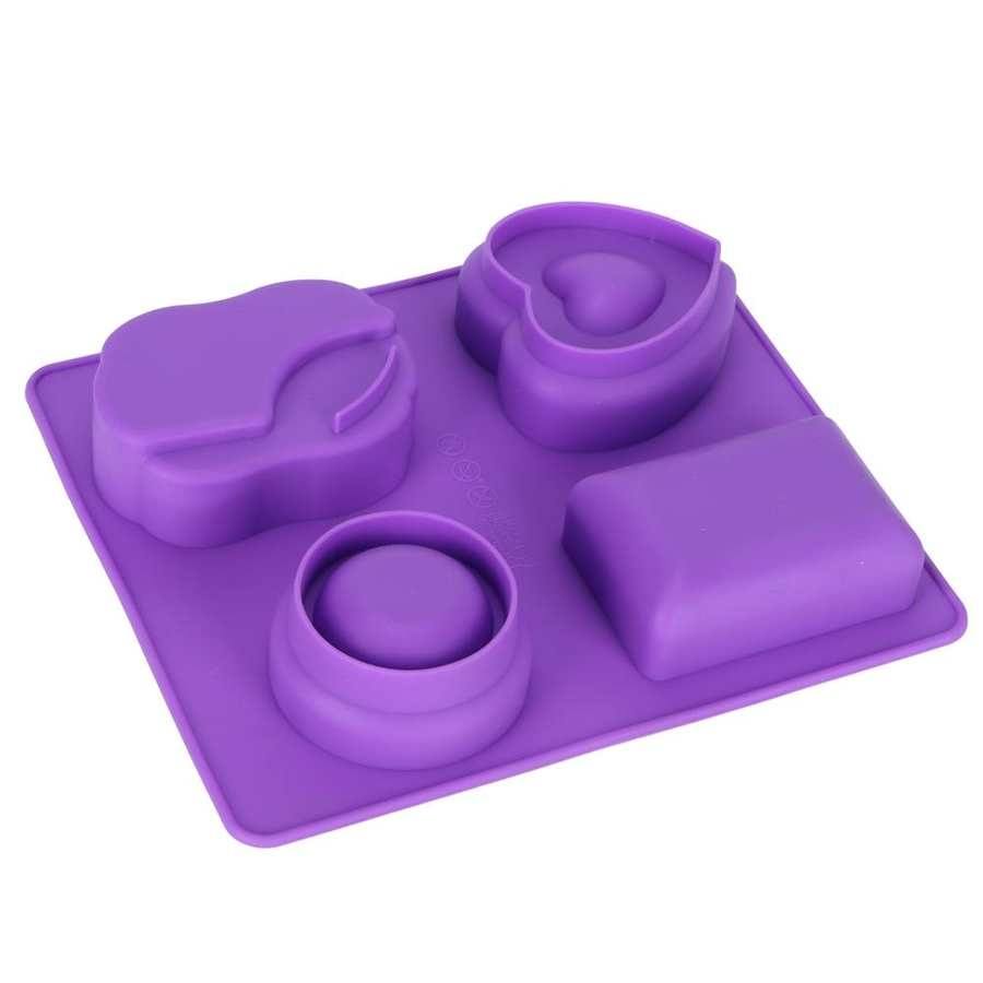 4 Shapes Soap Mold Silicone With Design Embossed Design 01