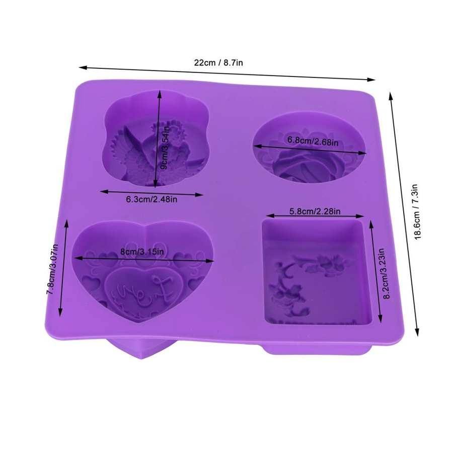 4 Shapes Soap Mold Silicone With Design Embossed Design 01