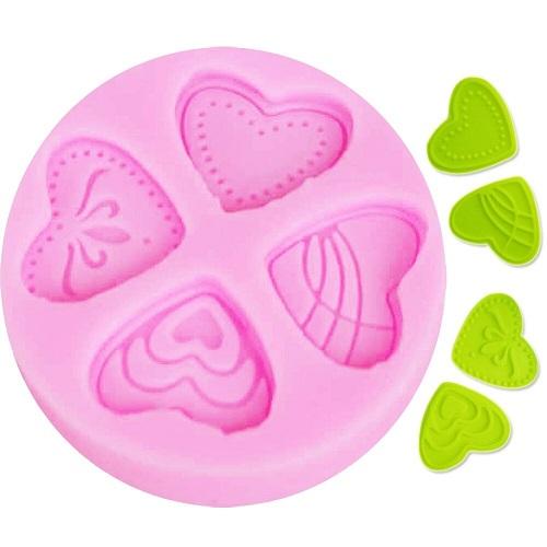 4 Styles Heart Silicone Fondant Mold