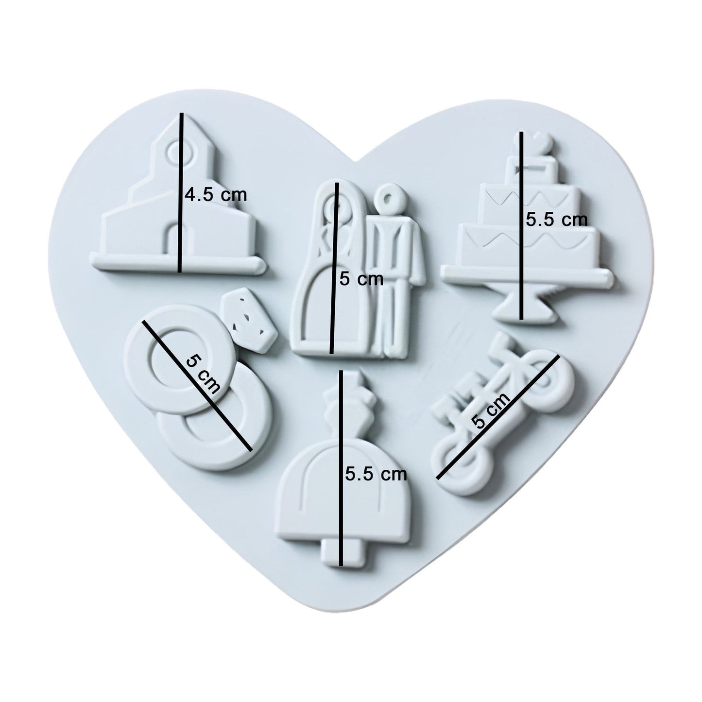 Wedding Theme Silicone Fondant And Chocolate Mold 6 Cavity