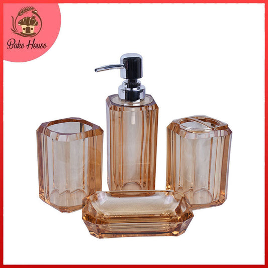 Oblong Shape Transparent 4 Pcs Acrylic Bathroom Accessories Set