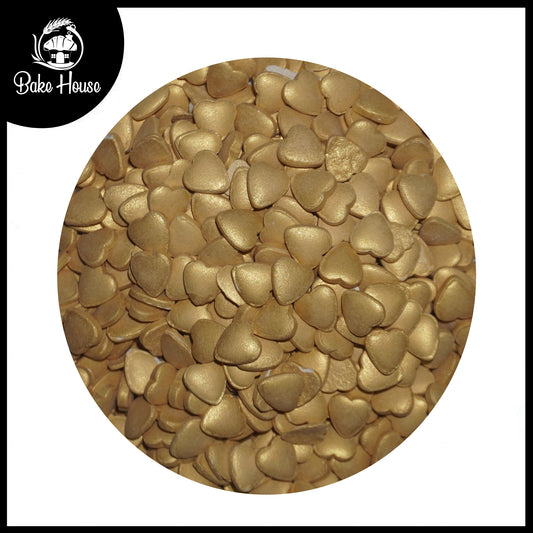 Bake House Metallic Gold Heart Edible Sprinkles