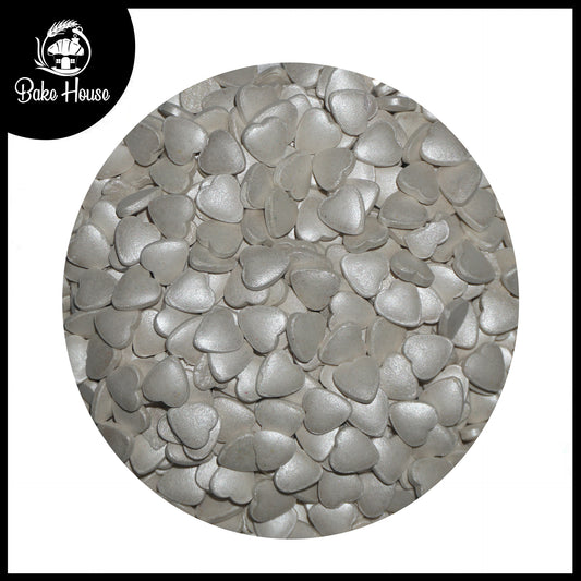 Bake House Metallic Silver Heart Edible Sprinkles