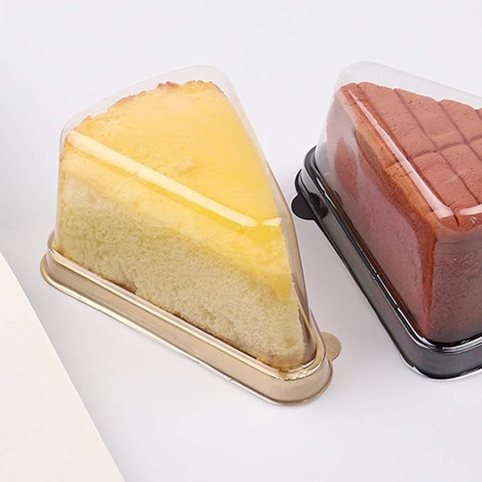 Golden Disposable Triangle Serving Cake Slice Box 5pcs Set (A05)