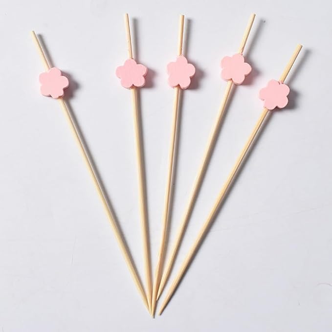 Bamboo Cocktail Picks With Decorative Top 100Pcs Pack