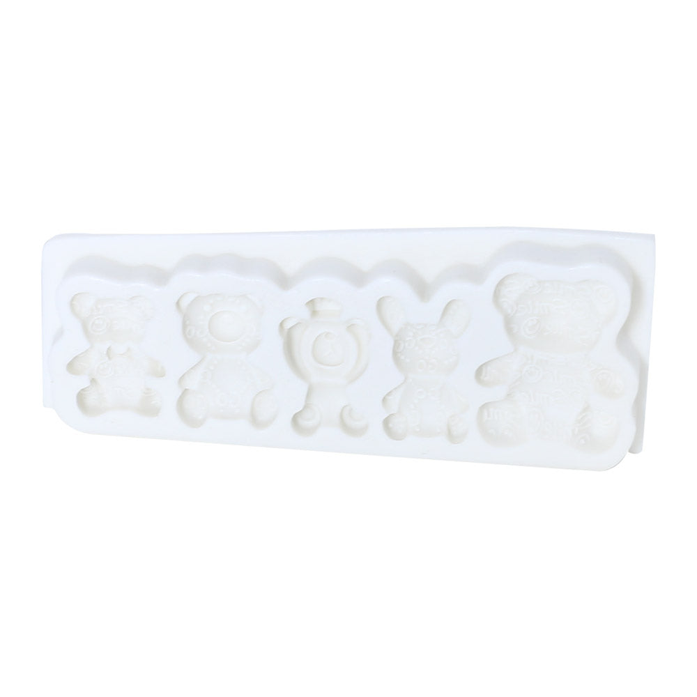 Teddy Bear Theme With Design Silicone fondant Mold 5 Cavity