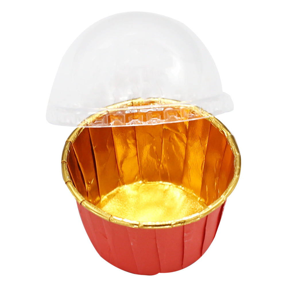 12Pcs Red Foil Cupcake liner With Plastic Cap