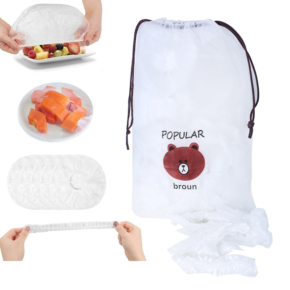 Disposable & Reusable Elastic Food Covers 100 Pcs