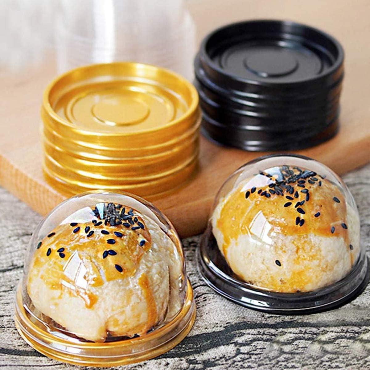 Golden Disposable Round Serving Cupcake Slice Box 6pcs Set
