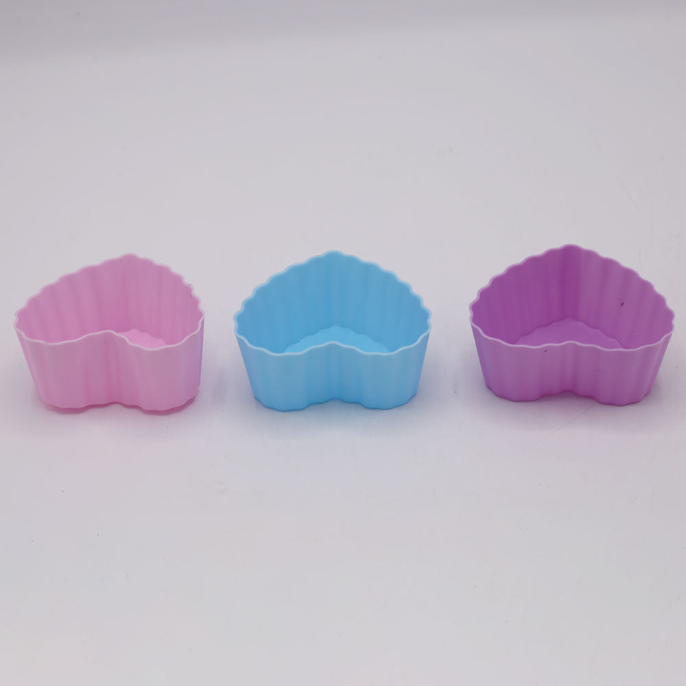 Silicone Heart Shape Muffin Mold 6Pcs set In 3 Different Colors