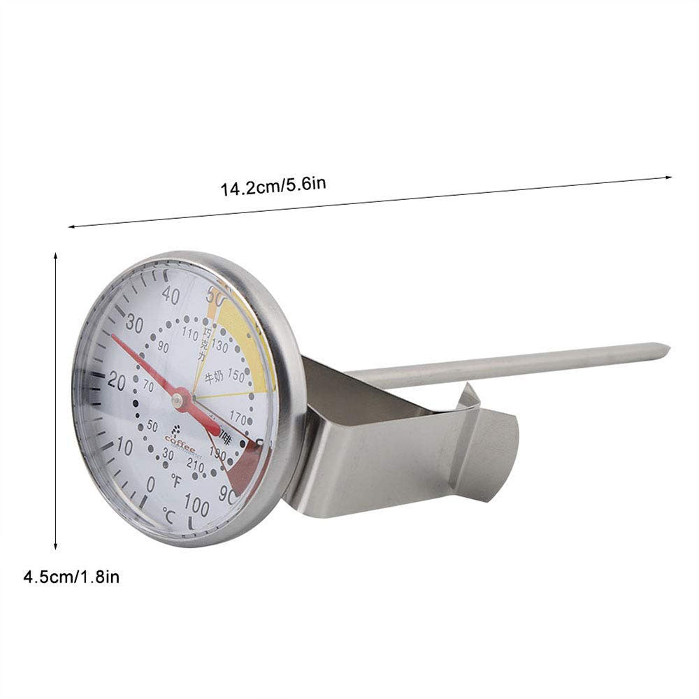 Stainless Steel Milk Frothing Thermometer With A Fixation Clip