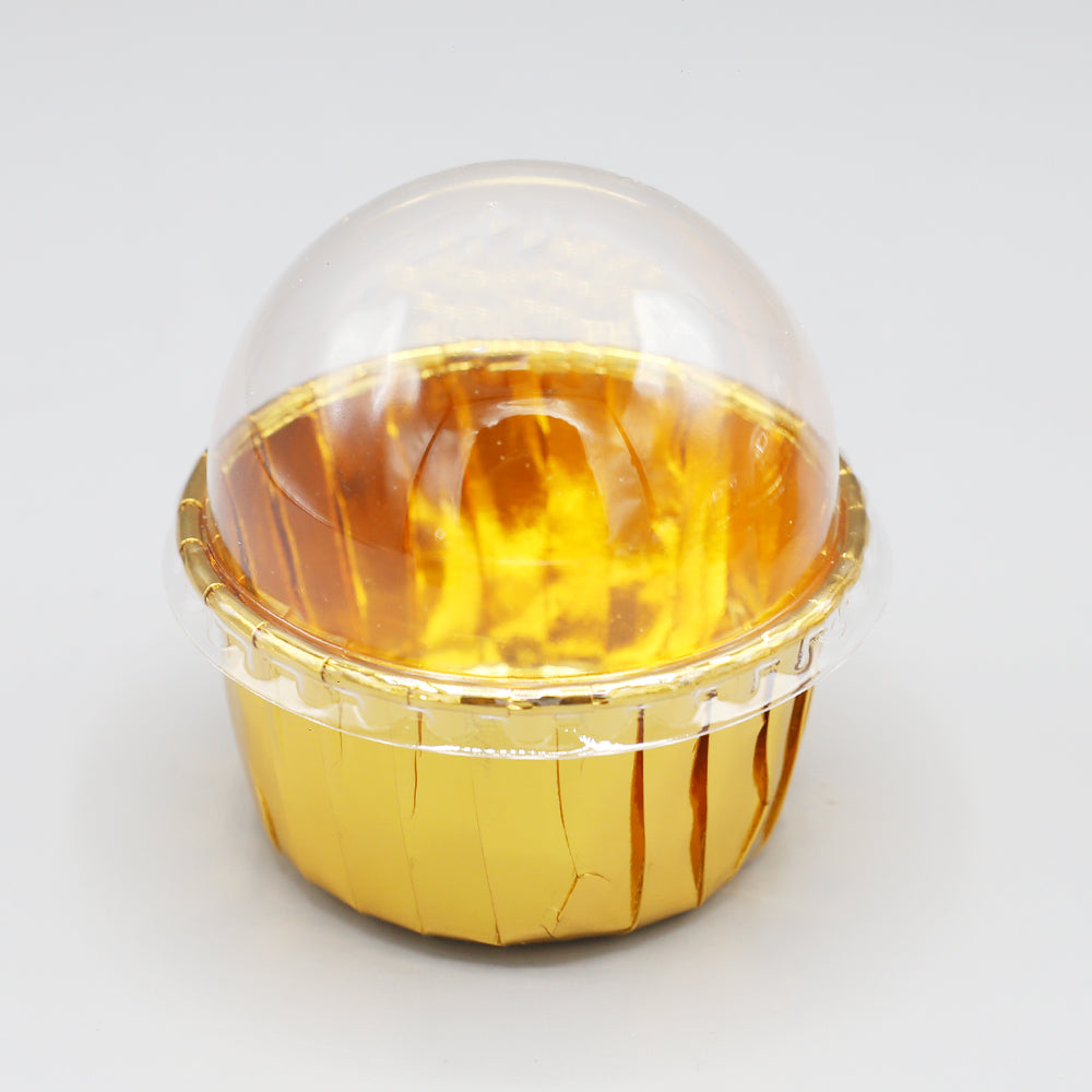 12Pcs Golden Foil Cupcake liner With Plastic Cap