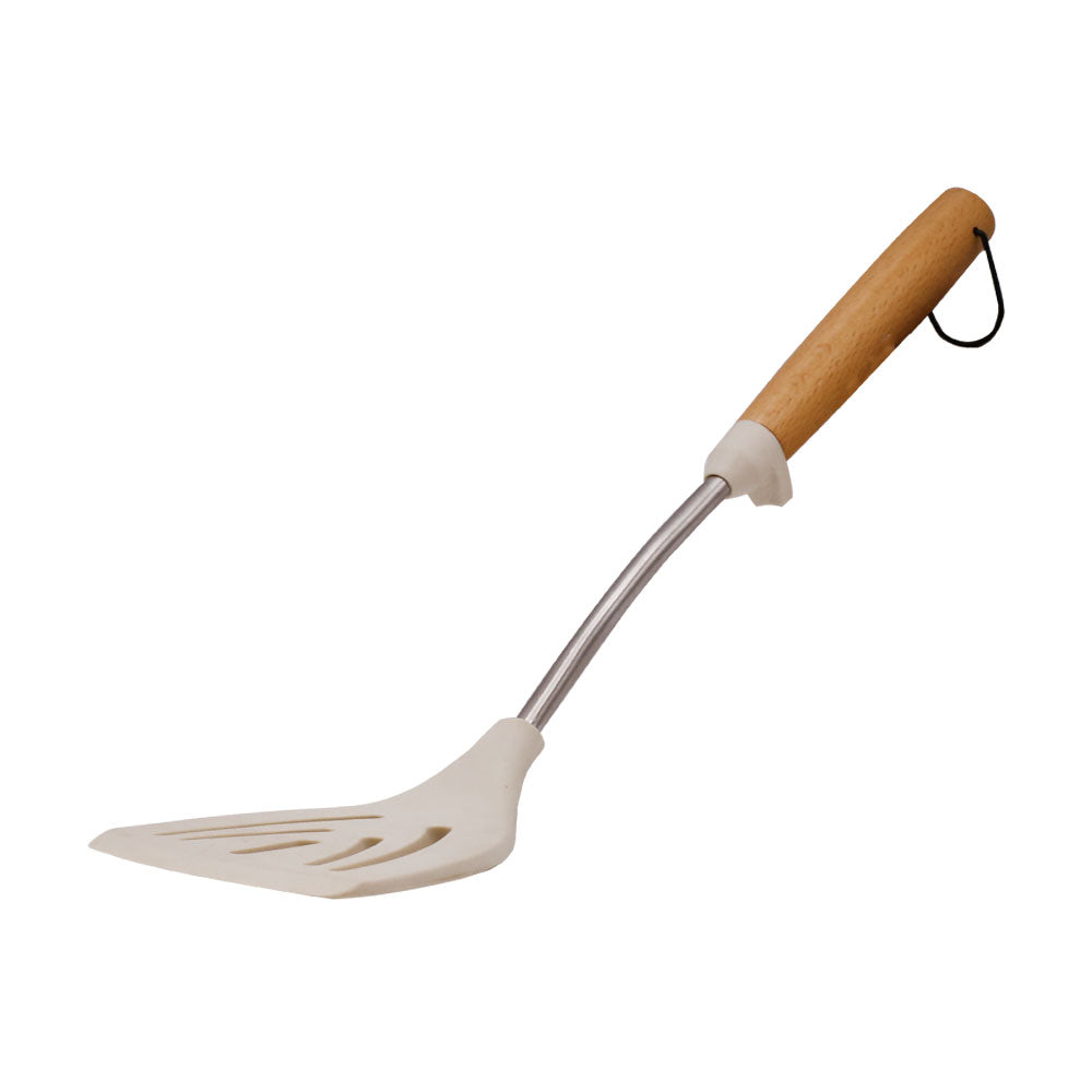 AITOS Silicone Slotted Spoon With Wooden Stainless Steel Handle