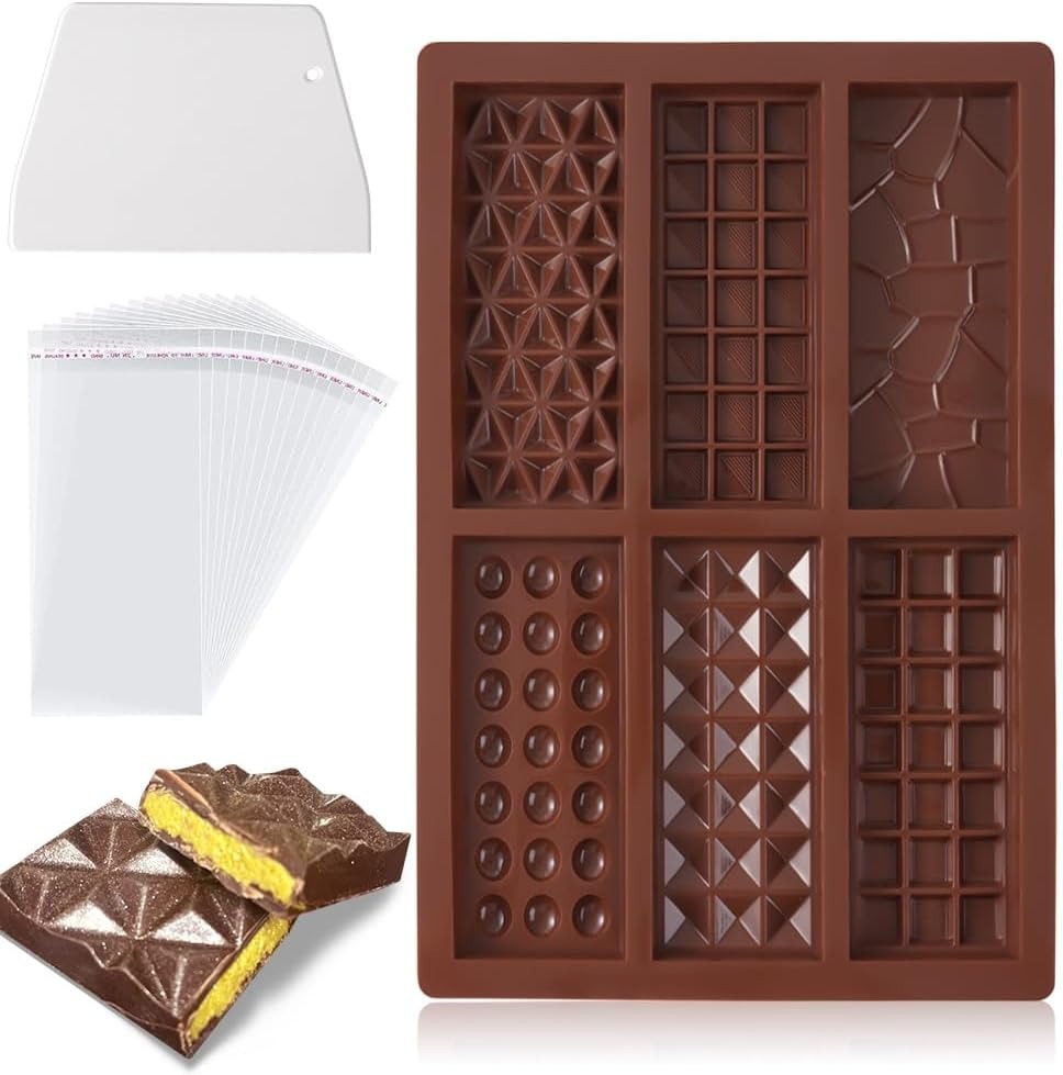 6 Design Rectangle Chocolate Bar Mold Silicone 6 Cavity