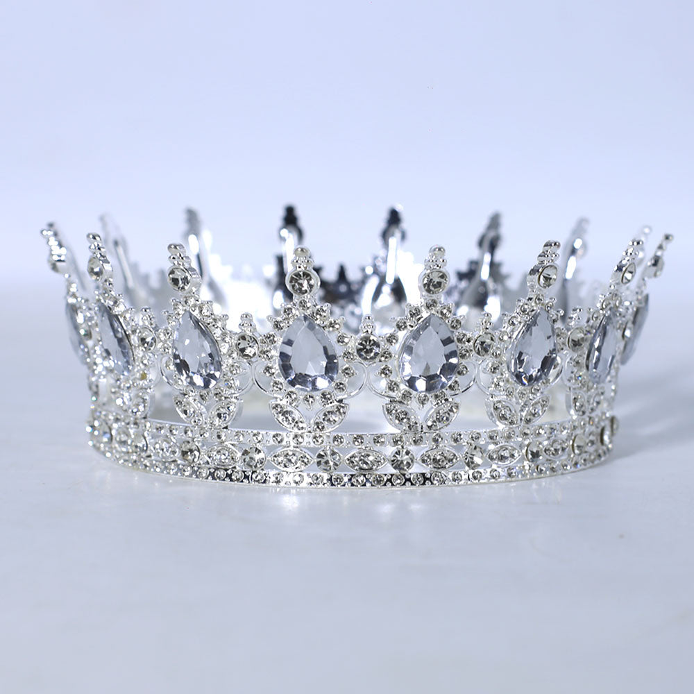 Tiara Crown Decorated With Rhinestones Cake Topper Silver