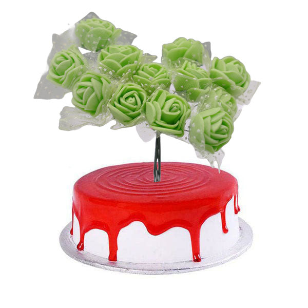 Artificial Paper Small Green Rose Flower Topper 144Pcs set