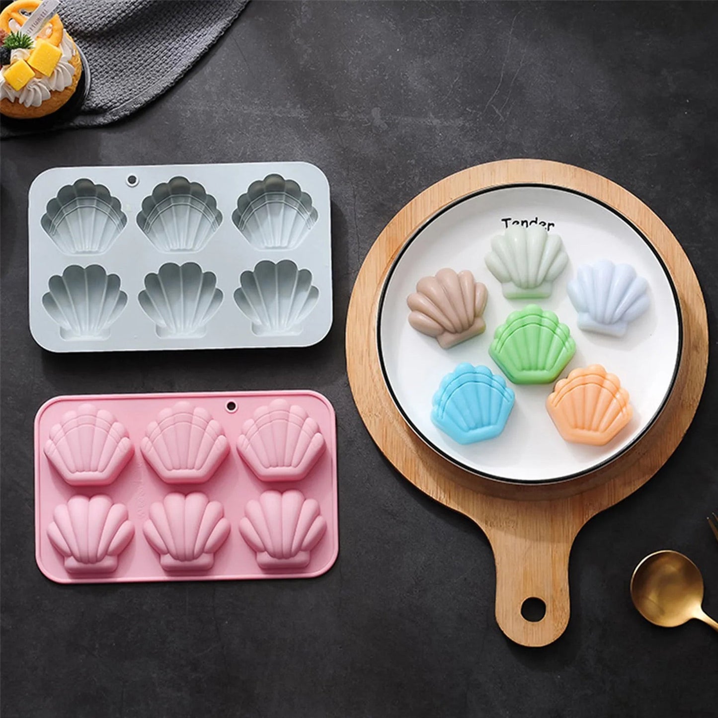 Shell Shape Silicone Fondant & Chocolate Mold 6 Cavity