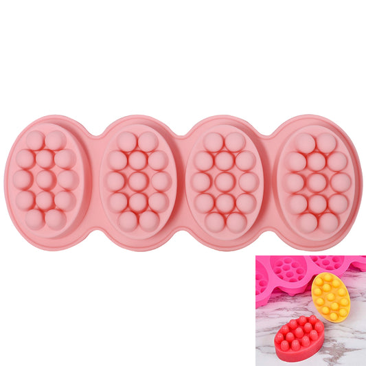 Oval Shape Silicone Massage Soap Mold 4 Cavity