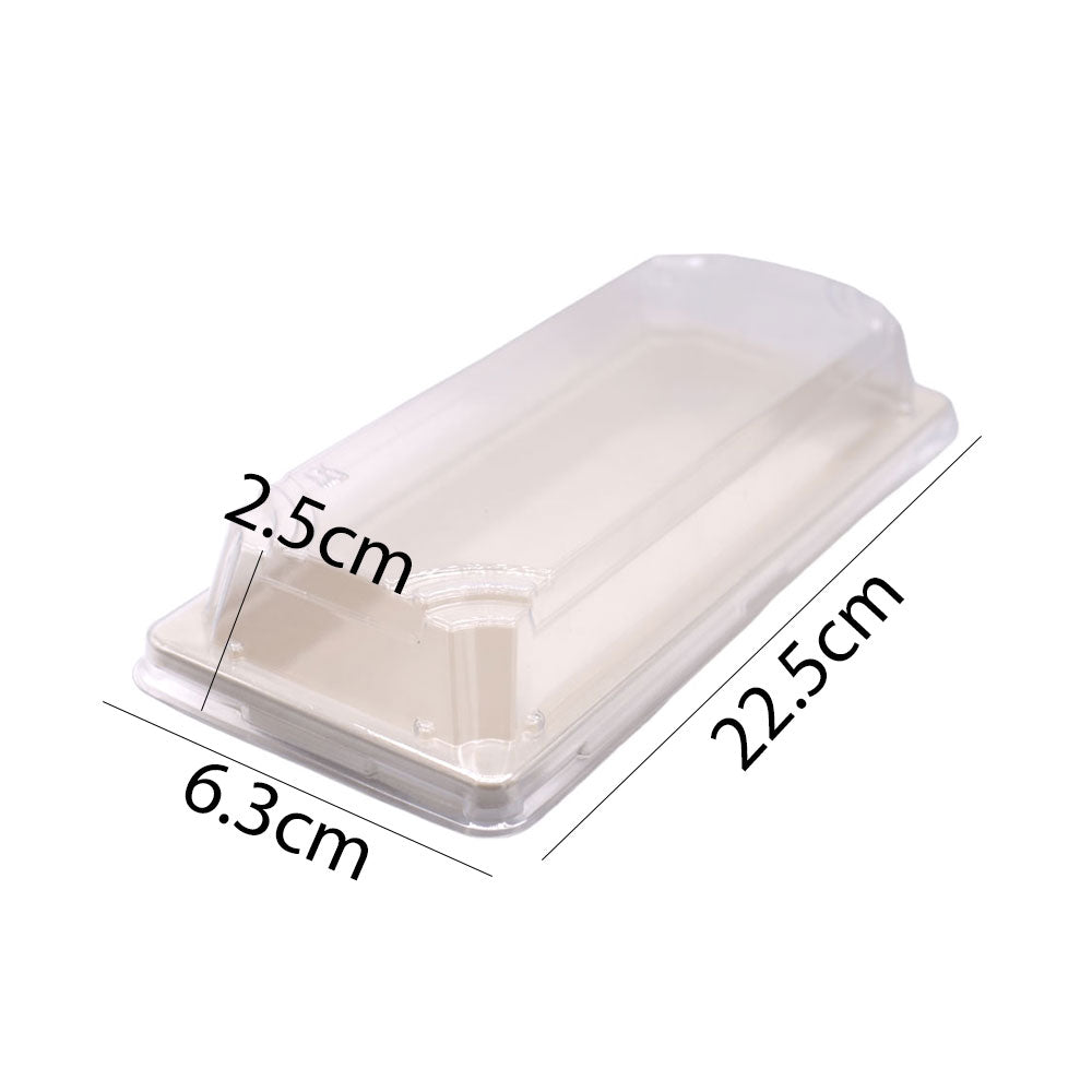 Sugarcane Bagasse Sushi Tray With Plastic Lid 22.5cm