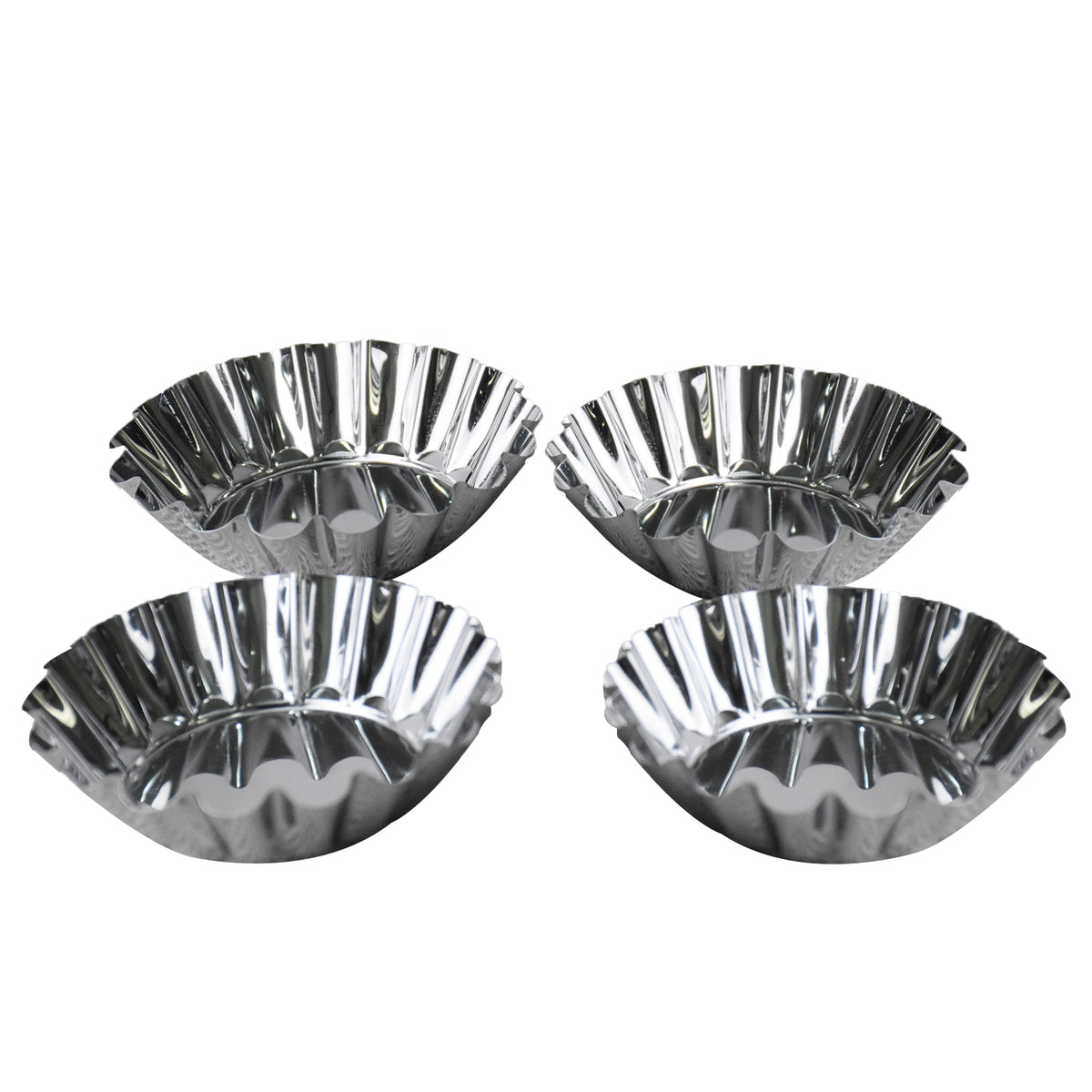 Mini Tart Pan Silver 4 Pcs Set 7.7cm