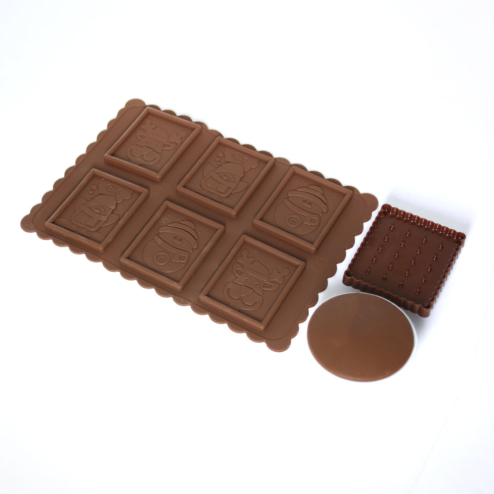 Snowman Theme Biscuit Chocolate Silicone Mold 6 Cavity