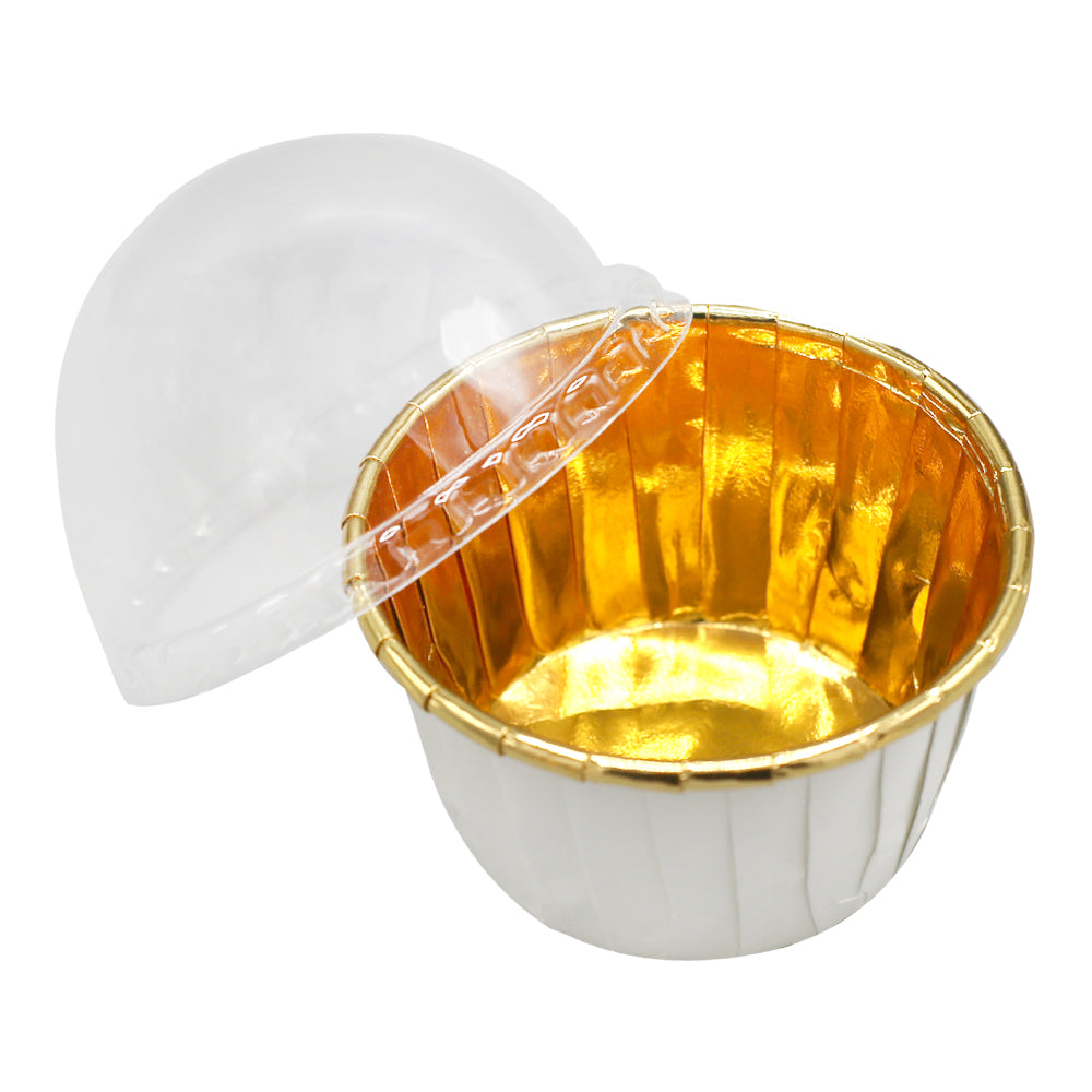 12Pcs White Foil Cupcake liner With Plastic Cap