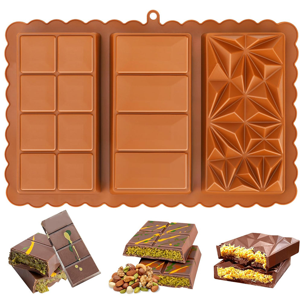3 Design Silicone Kunafa And Chocolate Bar Mold