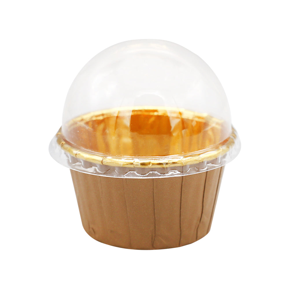 12Pcs Brown Foil Cupcake liner With Plastic Cap