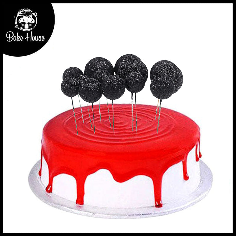 Glitter Black Ball Cake Topper 20Pcs Set