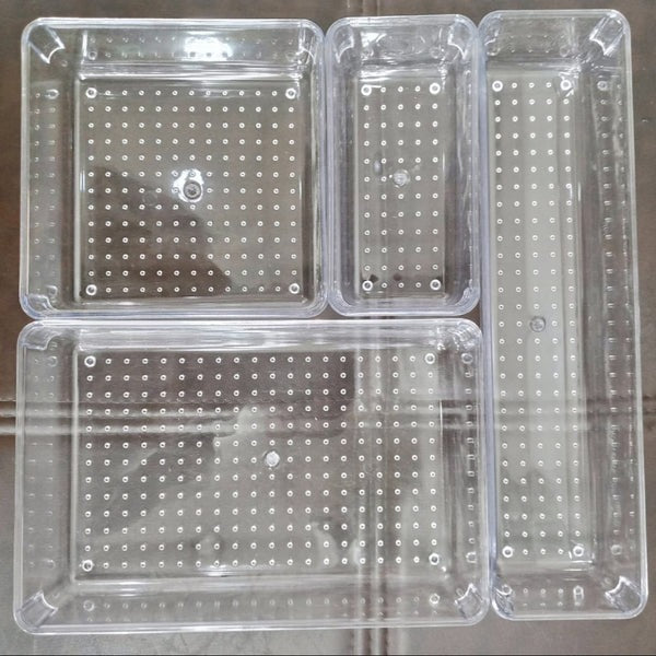 4-Piece Acrylic Cosmetics Organizer Set