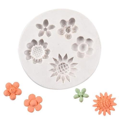 5 Cavity Different Flowers Silicone Fondant Mold